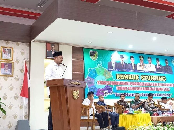 
					Wakil Bupati Donggala, Moh Yasin saat memberikan sambutan di acara rembuk stunting di ruang kasiromu. Rabu (13/9/23). Photo : Kopya Merah