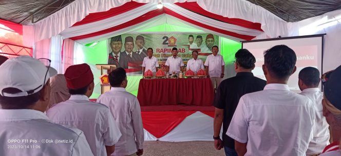 
					Rapat Pimpinan Cabang (Rapimcab) DPC Gerindra Donggala di gelar di desa Enu, Sindue. Sabtu (14/10/23). POTO: netiz.id