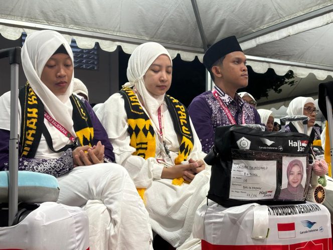 
					Suasana saat jamaah haji asal kota palu menghadiri pelepasan di Rujab Wali Kota Palu pada Kamis (23/05/24). Photo: HN