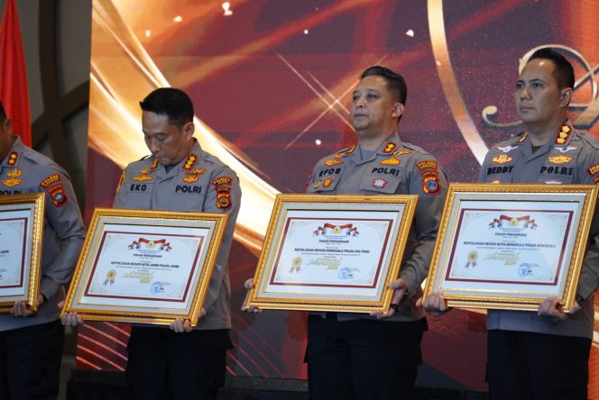 
					Kapolres Donggala, AKBP Efos Satria Wisnuwardhana, S.I.K., M.I.K., saat menerima piagam penghargaan Kompolnas Awards 2024. photo: TIM