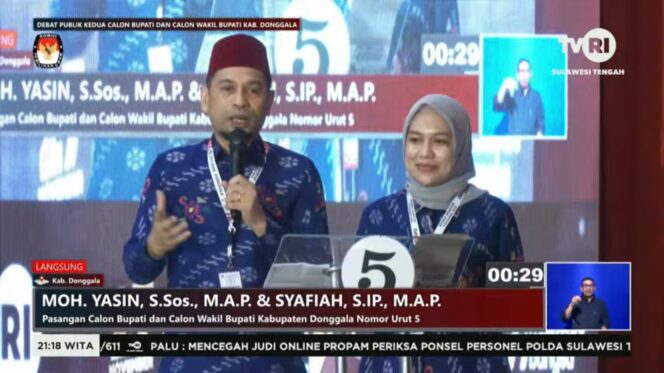 
					Calon Bupati dan Wakil Bupati Donggala nomor urut 5, Moh Yasin dan Syafiah Basir. FOTO: IST
