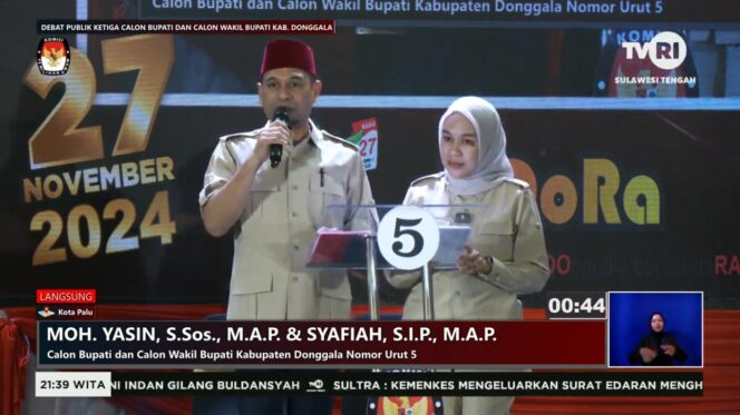 
					Pasangan calon Bupati dan Wakil Bupati Donggala nomor urut 5, Moh Yasin dan Syafiah Basir. FOTO: ist