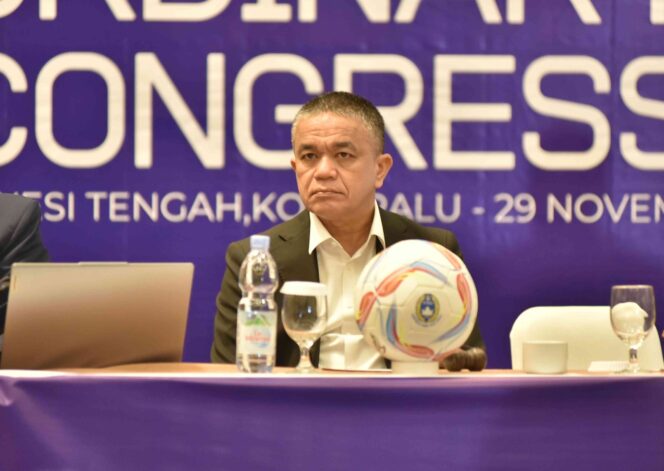 
					Ketua PSSI Provinsi Sulawesi Tengah, Hadianto Rasyid, menghadiri Kongres Biasa PSSI Sulteng yang digelar di Hotel Santika Palu, Sabtu (29/11/25). FOTO: netiz.id (akib)