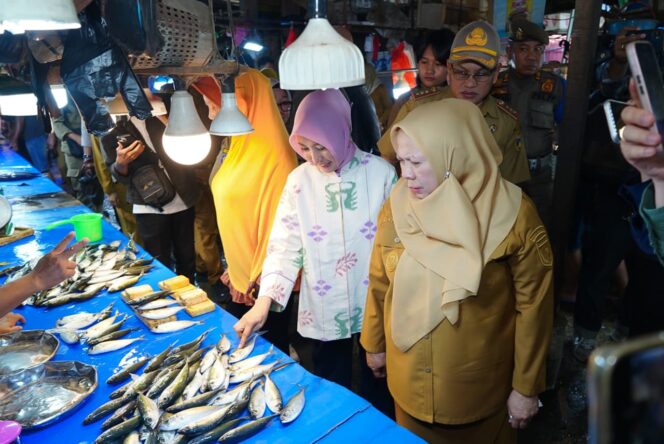 
					Wakil Gubernur Sulawesi Tengah dr. Reny A. Lamadjido bersama Ketua TP-PKK Provinsi Sulawesi Tengah Sry Nirwanti Bahasoan memantau harga ikan di Pasar Masomba, Kota Palu, Selasa (23/12/25). FOTO: istimewa