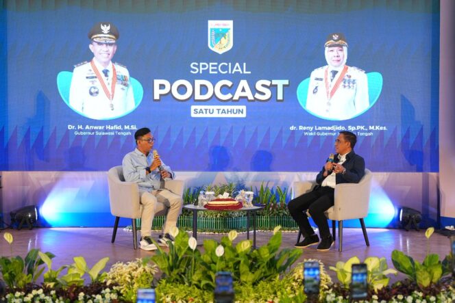 
					Gubernur Sulawesi Tengah Anwar Hafid berbincang dalam Live Podcast Akhir Tahun bertajuk “Satu Tahun 9 Program BERANI, dari Janji Menjadi Bukti”, yang digelar di Palu, Senin (29/12/25). FOTO: istimewa