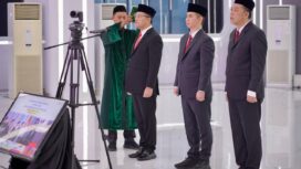 Menteri Agraria dan Tata Ruang/Kepala BPN melantik dan mengambil sumpah/janji jabatan tiga Pejabat Pimpinan Tinggi Pratama di Aula Prona Kementerian ATR/BPN, Jakarta, Kamis (22/01/26). FOTO: istimewa