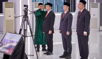 Menteri Agraria dan Tata Ruang/Kepala BPN melantik dan mengambil sumpah/janji jabatan tiga Pejabat Pimpinan Tinggi Pratama di Aula Prona Kementerian ATR/BPN, Jakarta, Kamis (22/01/26). FOTO: istimewa