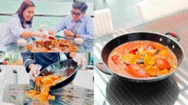 Menu Seafood Tumpah Swiss-Belhotel Silae Palu disajikan secara unik dengan cara ditumpahkan langsung di hadapan tamu. FOTO: istimewa