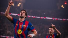 Pemain Barcelona merayakan gol dengan penuh emosional saat menghadapi Athletic Bilbao pada laga semifinal Piala Super Spanyol di King Abdullah Sports City, Jeddah, Kamis (08/01/26) dini hari WIB. FOTO: (IG) barcelona