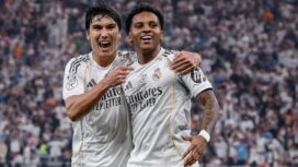 Dua pemain Real Madrid merayakan gol ke gawang Atletico Madrid dalam laga semifinal Piala Super Spanyol 2025–2026 di Kota Olahraga Raja Abdullah, Jeddah, Jumat (09/01/26). FOTO: (IG) realmadrid