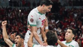 Para pemain Maroko merayakan gol ke gawang Kamerun dalam laga perempat final Piala Afrika (AFCON) 2025–2026 di Stade Prince Moulay Abdallah, Rabat, Sabtu (10/01/26) dini hari WIB. FOTO: (IG) B Diaz