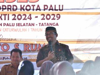 Anggota DPRD Kota Palu, Sucipto S Rumu, menyampaikan sambutan dan mendengarkan aspirasi warga saat kegiatan Penjaringan Aspirasi Masyarakat (Reses) Caturwulan I Masa Persidangan Tahun 2026 di Kelurahan Nunu, Kecamatan Tatanga, Kota Palu, Selasa (03/02/26). (Foto: netiz.id)
